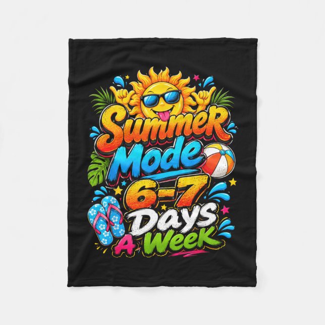 Summer mode 6-7 days a week funny summer vacation fleece blanket (Front)