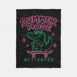 Summer Mode Activated Cute Gator Design Fleece Blanket
