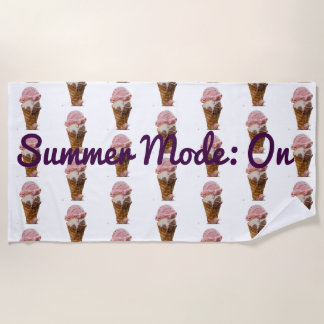 Summer Mode On Ice Cream Pattern Beach Towel