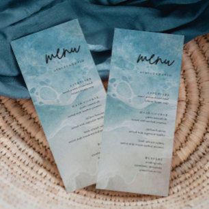 Summer Modern Coastal Beach Wedding Menu Cards