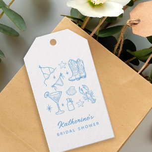 Summer Modern Fun Hand Drawn Beach Bridal Shower Gift Tags