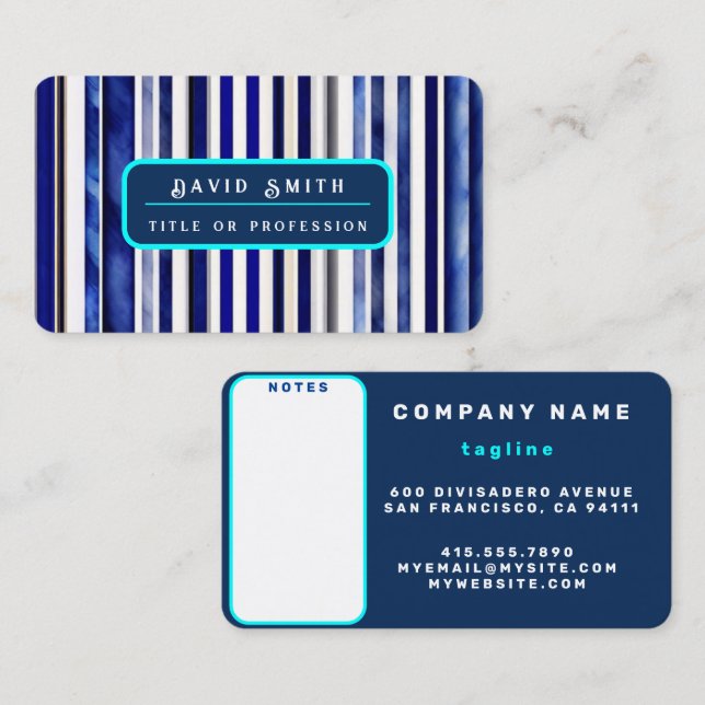 Summer Modern Navy Blue Boat Stripes Collection Business Card (Front/Back)
