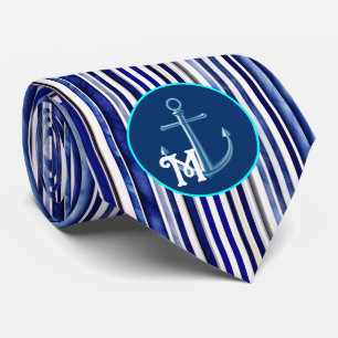 Summer Modern Navy Blue Boat Stripes Collection Tie
