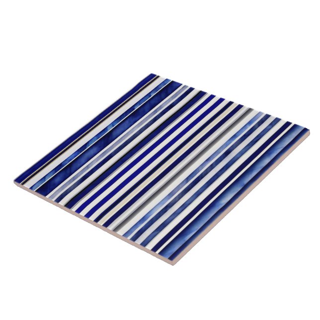 Summer Modern Navy Blue Boat Stripes Collection Tile (Side)
