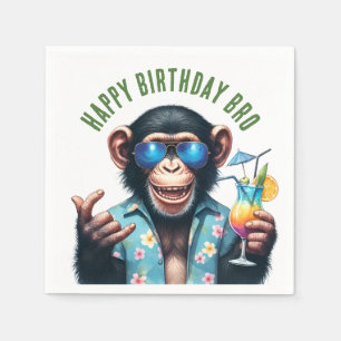 Summer Monkey Happy Birthday Bro Summer Vibes Napkin