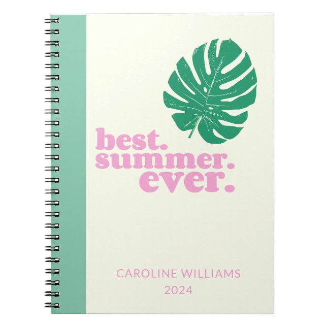 Summer Monstera Leaf Nature Personalised Notebook (Front)