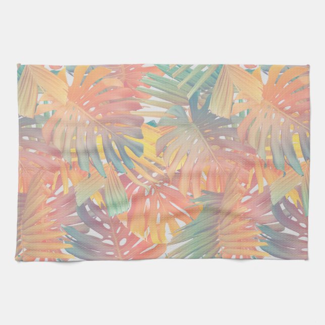 Summer Monstera Palm Jungle 1 Tea Towel (Horizontal)