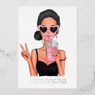 Summer Mood Fashion beach Glam Lady Foil Invitatio