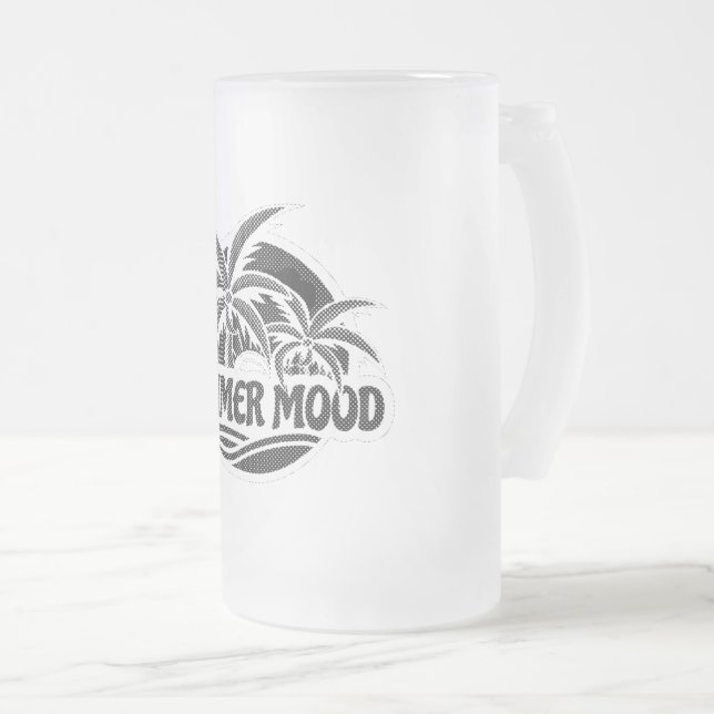 Summer Mood Frosted Glass Beer Mug (Front Right)