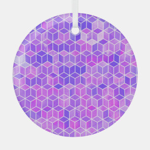 Summer Mosaic: Watercolor Cube Fusion Glass Tree Decoration