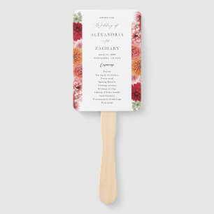 Summer Multi Color Floral Wedding Program Hand Fan