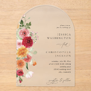 Summer Multi Colour Floral Arc Acrylic Invitations