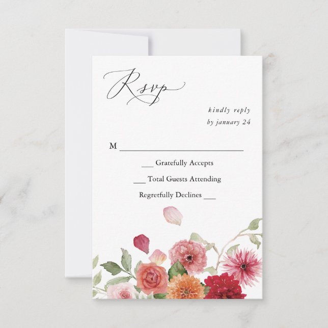 Summer Multi Colour Floral no Meal RSVP  (Front)