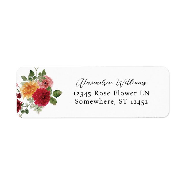 Summer Multi Colour Floral Return Address  Label (Front)