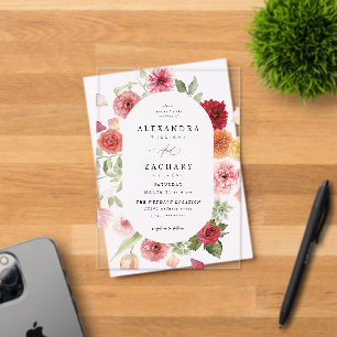 Summer Multi Colour Floral Wedding 2 Acrylic Invitations