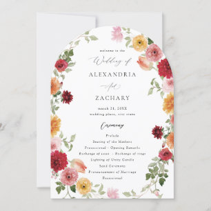 Summer Multi Colour Floral Wedding Program 2- Arch Invitation