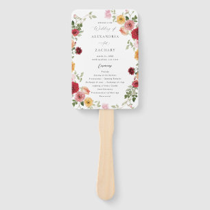 Summer Multi Colour Floral Wedding Program 2 Hand Fan