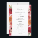 Summer Multi Colour Floral Wedding Program Invitation<br><div class="desc">Invite your guests into your wedding with your beautiful Wedding ceremony Summer Multi Colour Floral Wedding Ceremony Programs. Made with hand painted pink, orange, and red watercolor florals. Spring Weddings, Boho Weddings, and Summer Weddings are a great fit for this invite. It's easy to create your wedding ceremony program with...</div>