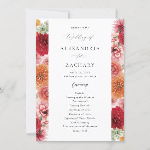 Summer Multi Colour Floral Wedding Program Invitation