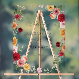 Summer Multi Colour Floral Wedding Welcome Acrylic Sign