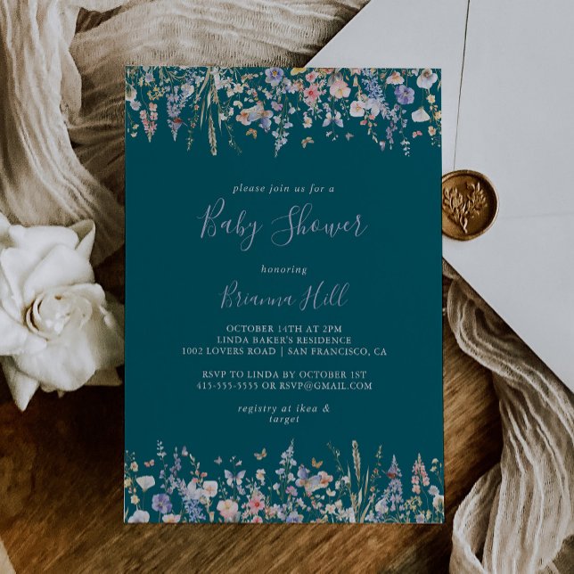 Summer Multicolor Wildflower Green Baby Shower Invitation (Creator Uploaded)