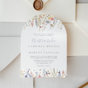 Summer Multicolor Wildflower Nuestra Boda Wedding Invitation