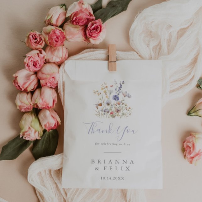 Summer Multicolor Wildflower Thank You Wedding Favour Bags (Creator Uploaded)