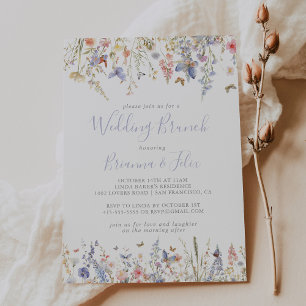 Summer Multicolor Wildflower Wedding Brunch Invitation