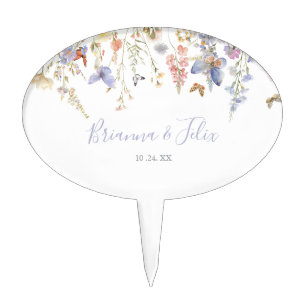 Summer Multicolor Wildflower Wedding Cake Topper