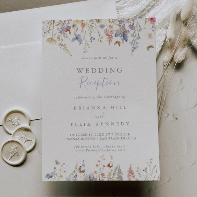 Summer Multicolor Wildflower Wedding Reception Invitation (Creator Uploaded)