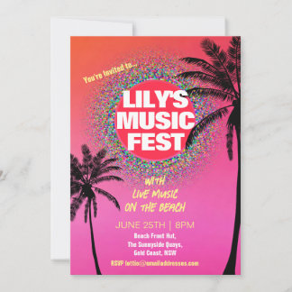 Summer Music Festival Birthday Party Invitation