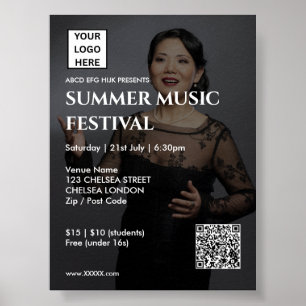 Summer Music Festival QR Code and Logo Poster