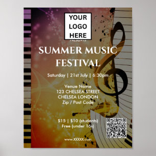 Summer Music Festival QR Code and Logo Poster