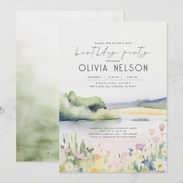 Summer Nature and Wildflowers Birthday Party Invitation (Front/Back)