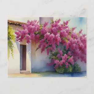 Summer Nature House Postcard Watercolor