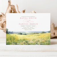 Summer Nature Meadow and Wildflowers Wedding Invit