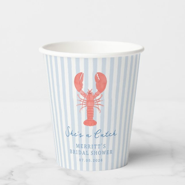 Summer Nautical Lobster Bridal Shower Paper Cups (Front)