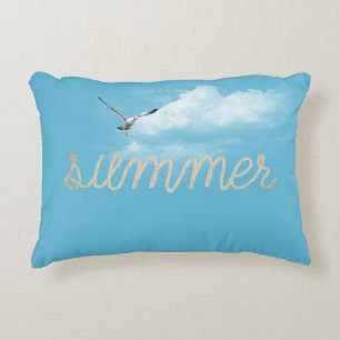 summer nautical rope text with seagull decorative cushion