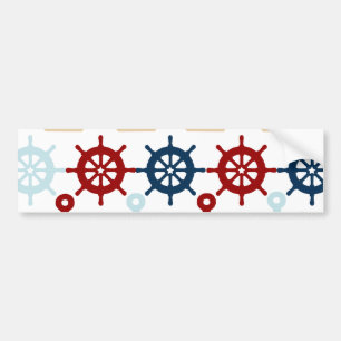 Summer Nautical Theme Anchors Sail Boats Helms Bumper Sticker