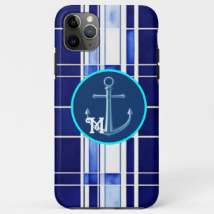 Summer Navy Blue Boat Modern Stripes Collection iPhone 11 Pro Max Case