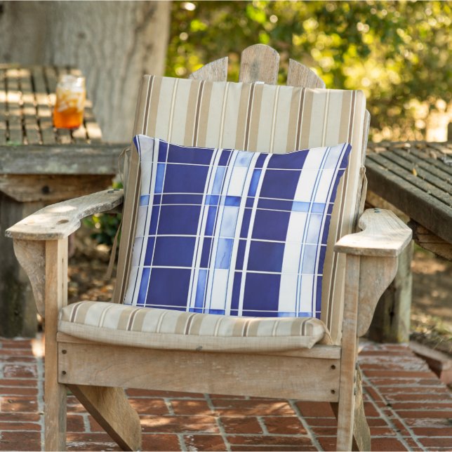 Summer Navy Blue Boat Modern Stripes Collection Cushion (Chair)