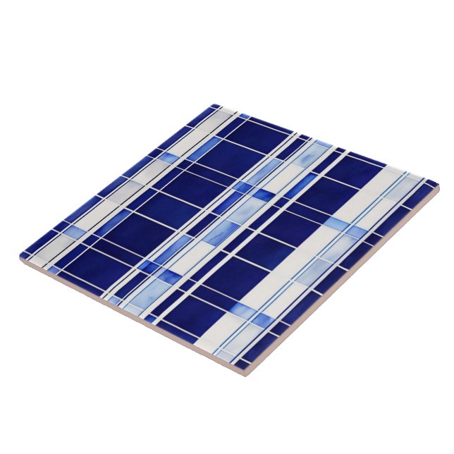 Summer Navy Blue Boat Modern Stripes Collection Tile (Side)