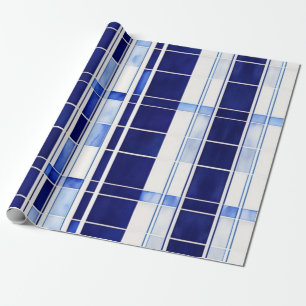 Summer Navy Blue Boat Modern Stripes Collection Wrapping Paper