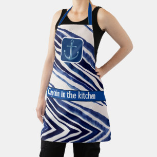 Summer Navy Blue Boat Popular Stripes Collection Apron