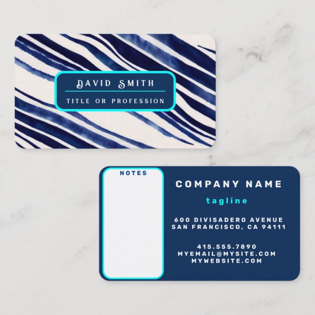 Summer Navy Blue Boat Popular Stripes Collection Business Card (Front/Back)