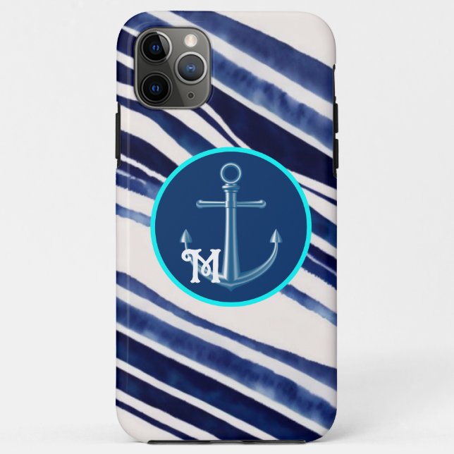 Summer Navy Blue Boat Popular Stripes Collection Case-Mate iPhone Case (Back)