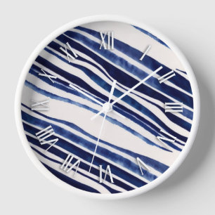 Summer Navy Blue Boat Popular Stripes Collection Clock