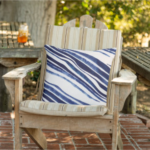 Summer Navy Blue Boat Popular Stripes Collection Cushion