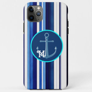 Summer Navy Blue Boat Trendy Stripes Collection iPhone 11 Pro Max Case