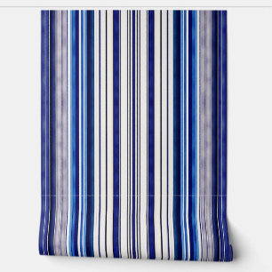 Summer Navy Blue Boat Trendy Stripes Collection Wallpaper